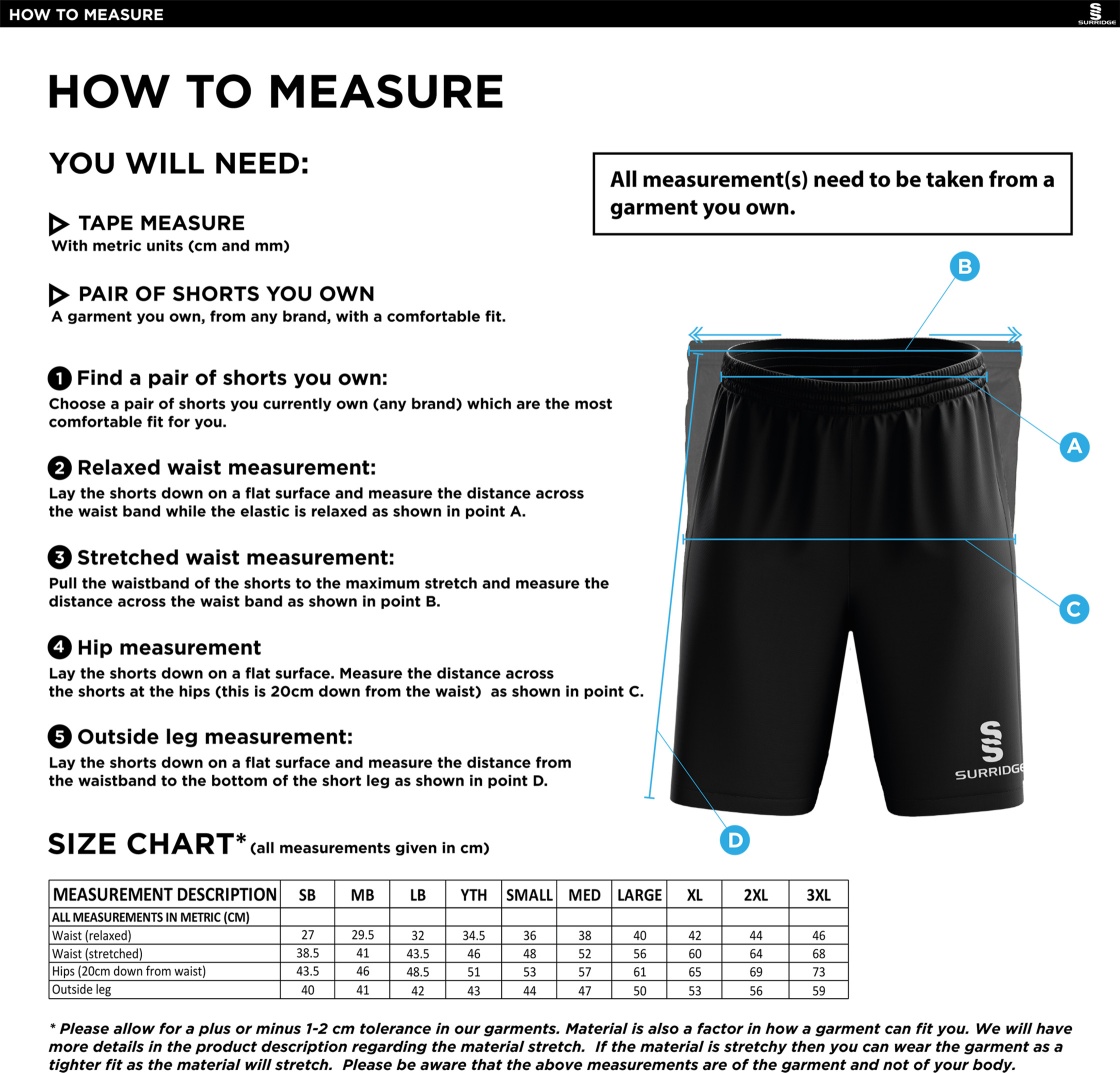 Norwich Bystanders CC - Ripstop Short - Size Guide