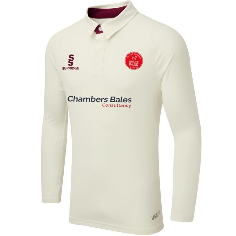 Norwich Bystanders CC - Ergo Long Sleeve Maroon Trim Shirt