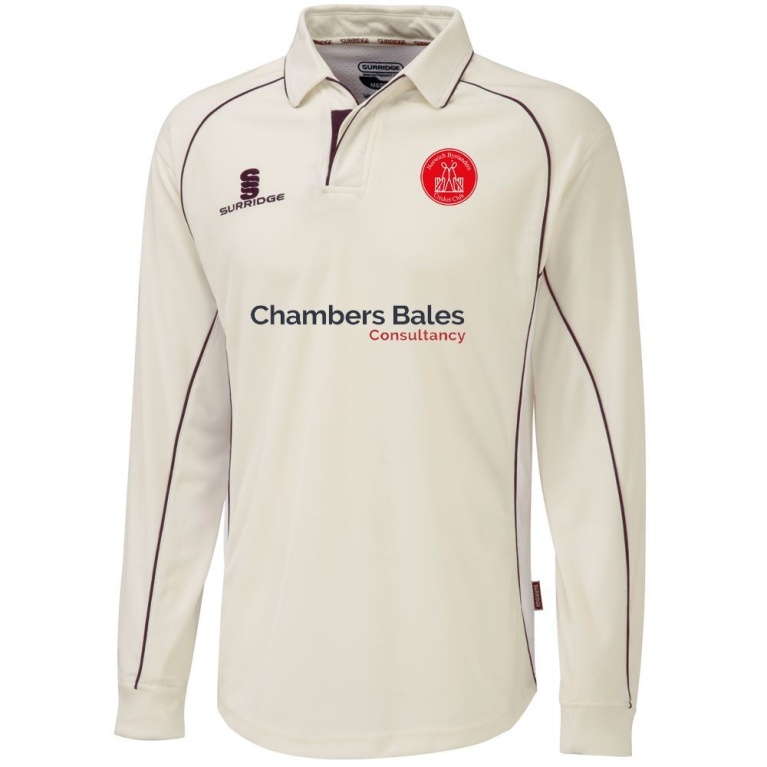Norwich Bystanders CC - Premier Long Sleeve Maroon Trim Shirt