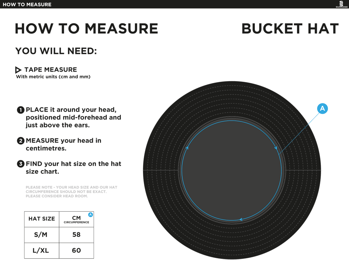 NORWICH BYSTANDERS CC Dual Bucket Hat - Navy - Size Guide
